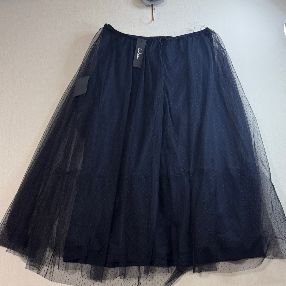 Lulu's Navy Tulle Maxi with Ruffle Cap Sleeves - Picture 10 of 11
